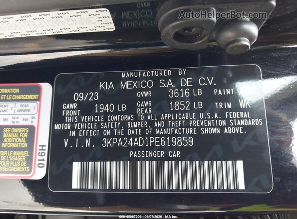 3KPA24AD1PE619859 2023 KIA RIO Black Engine compartment view