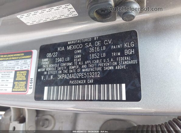 3KPA24AD2PE513212 2023 KIA RIO Gray Engine compartment view
