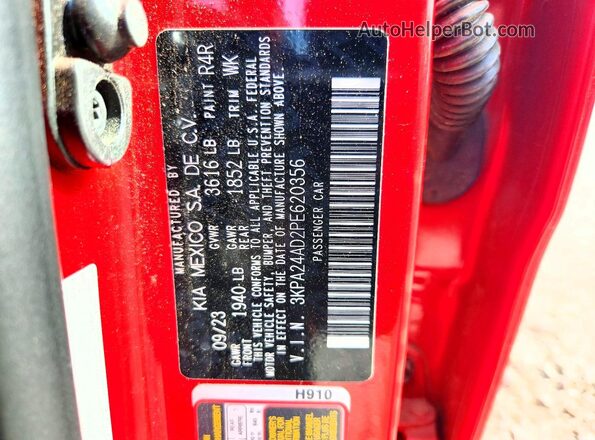 3KPA24AD2PE620356 2023 KIA RIO Red 