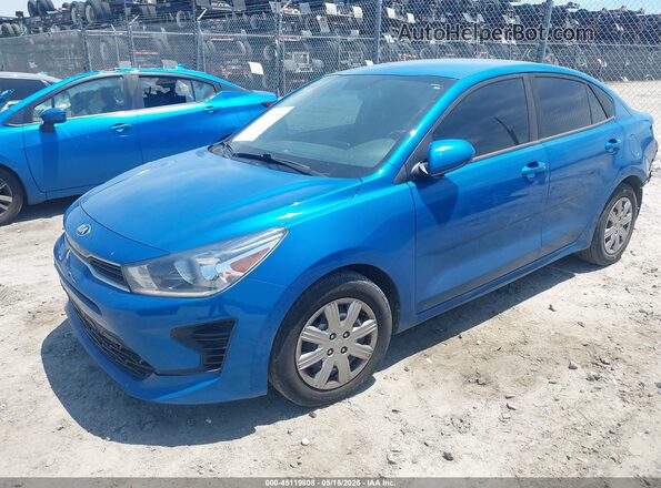 3KPA24AD8ME376742 2021 KIA RIO Blue წინა მარცხენა ხედი სამი მეოთხედიდან