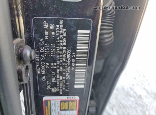 3KPA24AD9NE496051 2022 KIA RIO Black 
