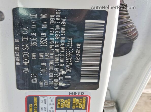 3KPA24AD9PE574444 2023 KIA RIO White Engine compartment view