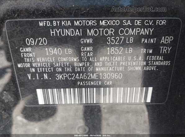 3KPC24A62ME130960 2021 HYUNDAI ACCENT Black ძრავის განყოფილების ხედი