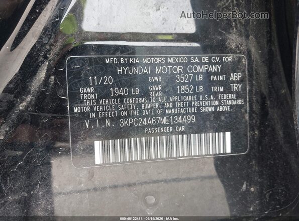 3KPC24A67ME134499 2021 HYUNDAI ACCENT Black Շարժիչի բաժամունքի տեսք