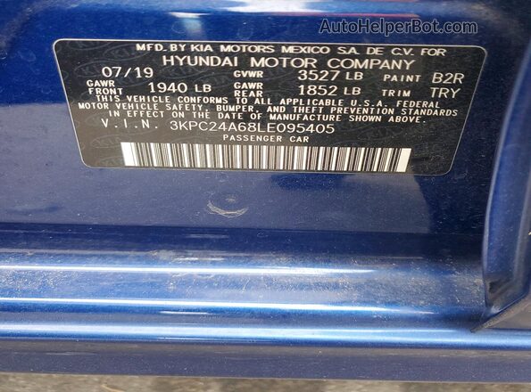 3KPC24A68LE095405 2020 HYUNDAI ACCENT Blue Вид підкапотного простору