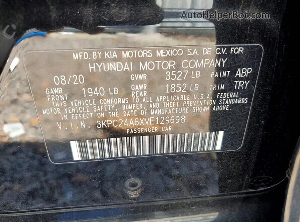3KPC24A6XME129698 2021 HYUNDAI ACCENT Black 