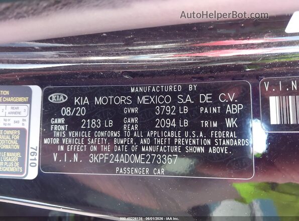 3KPF24AD0ME273367 2021 KIA FORTE Black Շարժիչի բաժամունքի տեսք