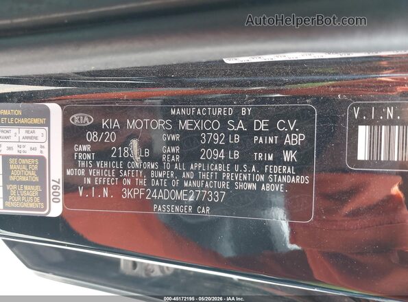 3KPF24AD0ME277337 2021 KIA FORTE Black Engine compartment view