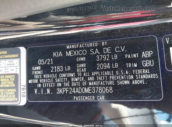 3KPF24AD0ME378068 2021 KIA FORTE Черный Вид подкапотного пространства