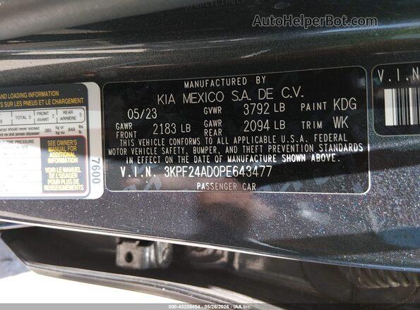 3KPF24AD0PE643477 2023 KIA FORTE Gray Vista del compartimento del motor