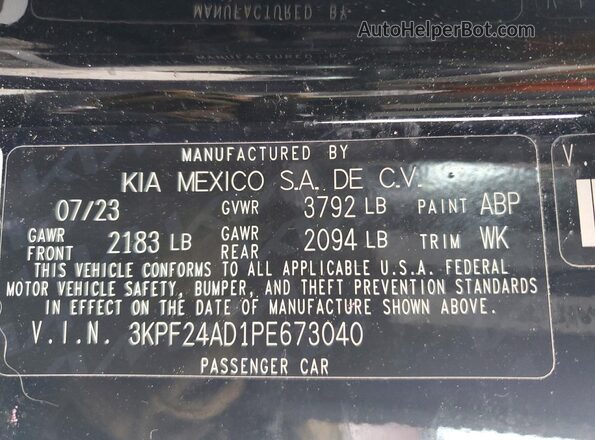 3KPF24AD1PE673040 2023 KIA FORTE Black 