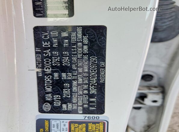 3KPF24AD2KE097290 2019 KIA FORTE White 