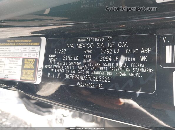 3KPF24AD2PE563226 2023 KIA FORTE Black Շարժիչի բաժամունքի տեսք