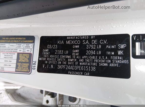 3KPF24AD3PE615138 2023 KIA FORTE White Вид підкапотного простору