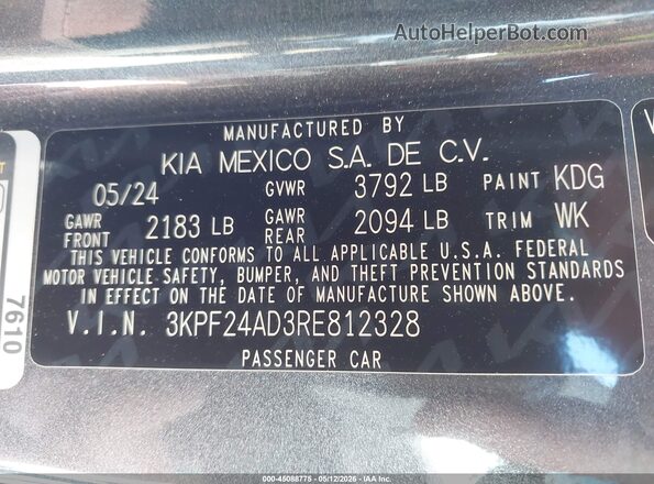3KPF24AD3RE812328 2024 KIA FORTE Black Շարժիչի բաժամունքի տեսք