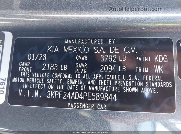 3KPF24AD4PE589844 2023 KIA FORTE Gray Widok komory silnika