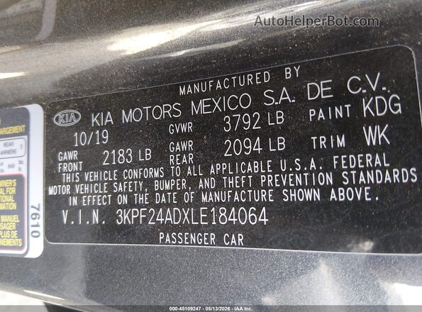 3KPF24ADXLE184064 2020 KIA FORTE Navy Вид підкапотного простору