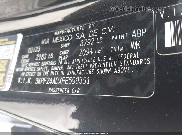 3KPF24ADXPE599391 2023 KIA FORTE Black ძრავის განყოფილების ხედი