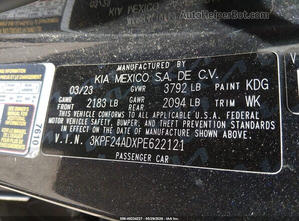 3KPF24ADXPE622121 2023 KIA FORTE Gray Vista del compartimento del motor