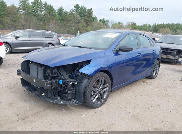 3KPF34AD7ME418160 2021 KIA FORTE Blue Առջևի ձախ երեք քառորդ տեսարան