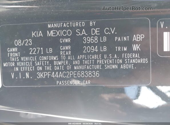 3KPF44AC2PE683836 2023 KIA FORTE Black Engine compartment view