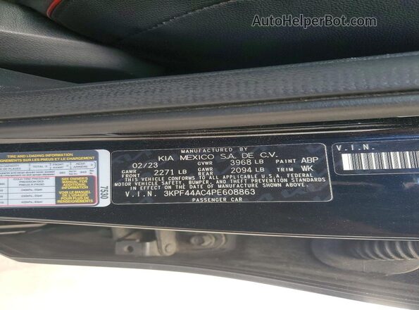 3KPF44AC4PE608863 2023 KIA FORTE Black 