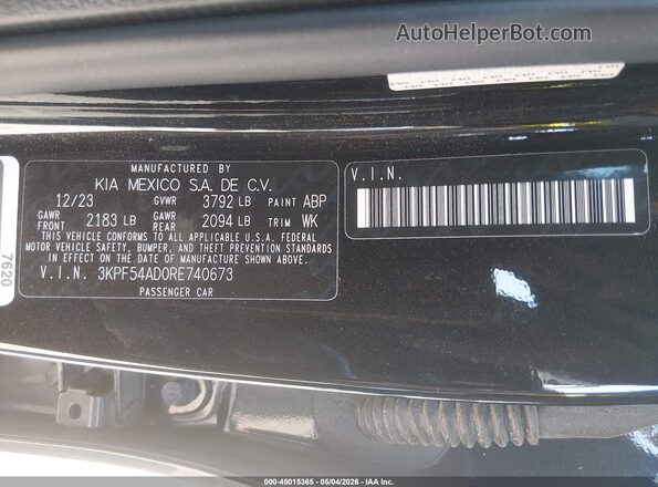 3KPF54AD0RE740673 2024 KIA FORTE Black Vista del compartimento del motor