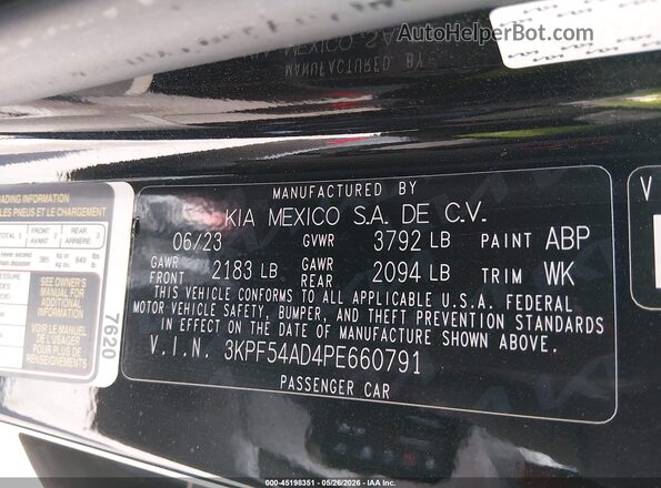 3KPF54AD4PE660791 2023 KIA FORTE Black Вид підкапотного простору