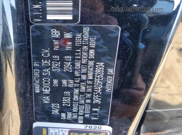3KPF54AD5PE628934 2023 KIA FORTE Black Вид наклейки з VIN-кодом
