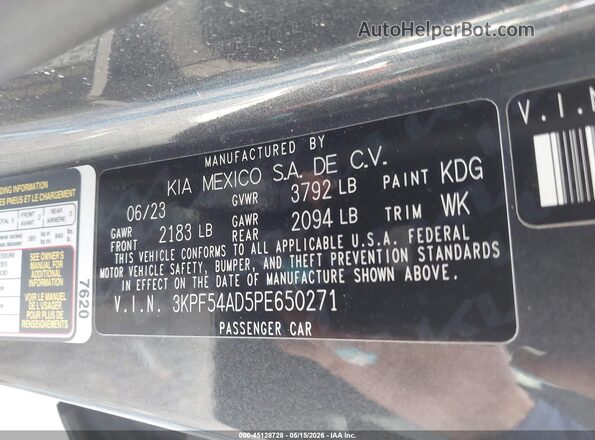 3KPF54AD5PE650271 2023 KIA FORTE Gray 
