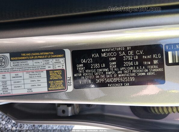 3KPF54AD8PE625199 2023 KIA FORTE Silver Widok komory silnika