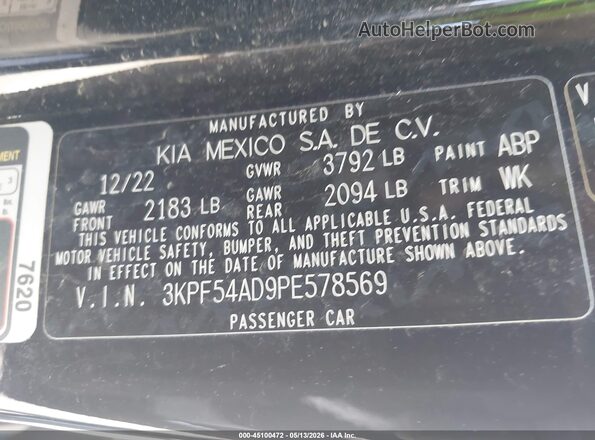 3KPF54AD9PE578569 2023 KIA FORTE Black Engine compartment view