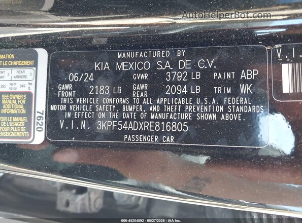 3KPF54ADXRE816805 2024 KIA FORTE Black Widok komory silnika