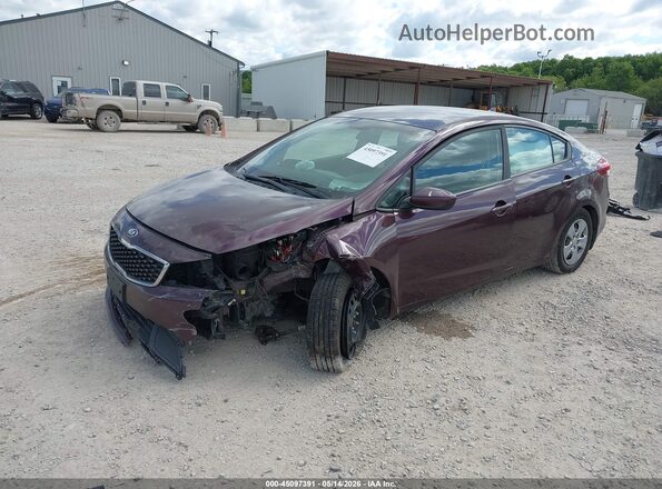 3KPFK4A71JE258432 2018 KIA FORTE Burgundy წინა მარცხენა ხედი სამი მეოთხედიდან
