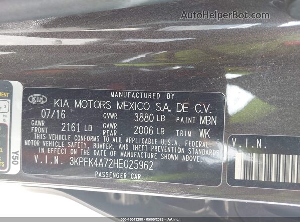 3KPFK4A72HE025962 2017 KIA FORTE Gray 