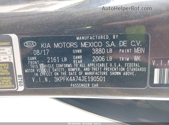 3KPFK4A74JE190501 2018 KIA FORTE Brown Вид підкапотного простору