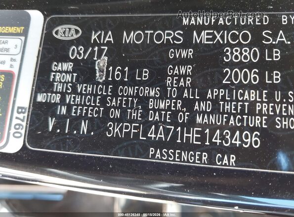 3KPFL4A71HE143496 2017 KIA FORTE Черный Вид подкапотного пространства