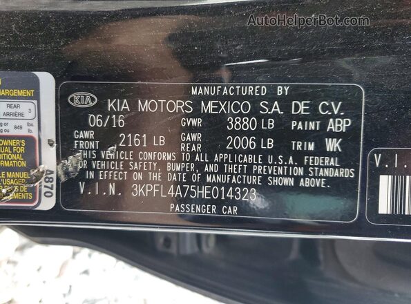3KPFL4A75HE014323 2017 KIA FORTE Black Вид підкапотного простору