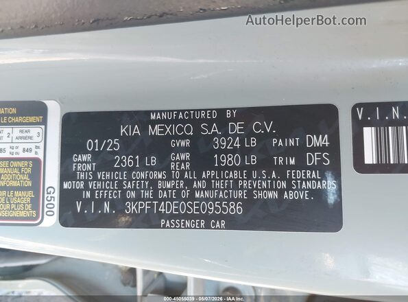3KPFT4DE0SE095586 2025 KIA K4 Green Вид підкапотного простору