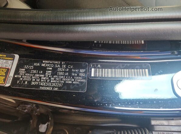 3KPFT4DE5TE262297 2026 KIA K4 Black Շարժիչի բաժամունքի տեսք