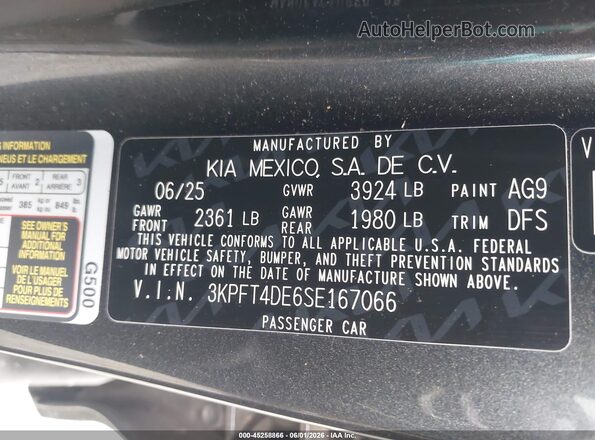 3KPFT4DE6SE167066 2025 KIA K4 Black Вид підкапотного простору