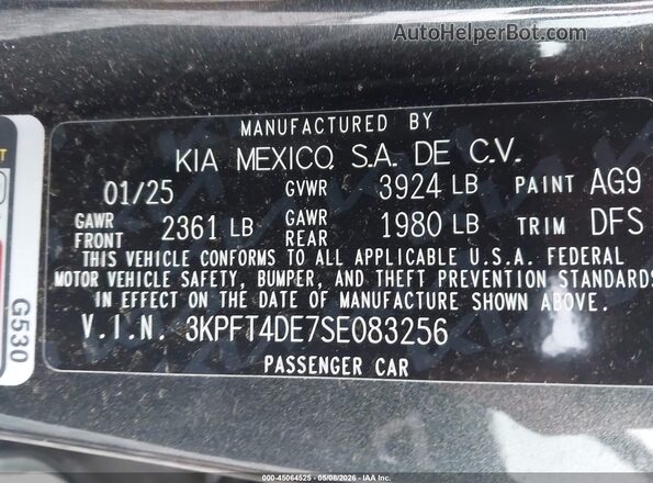 3KPFT4DE7SE083256 2025 KIA K4 Black Вид підкапотного простору