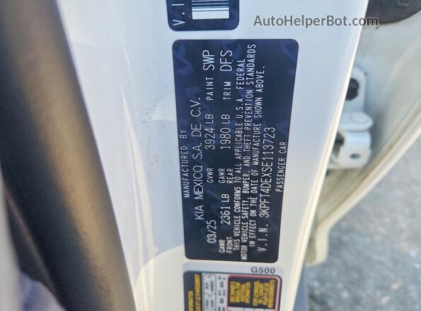 3KPFT4DEXSE113723 2025 KIA K4 White Շարժիչի բաժամունքի տեսք