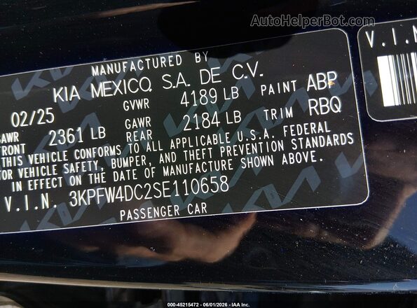 3KPFW4DC2SE110658 2025 KIA K4 Black Engine compartment view