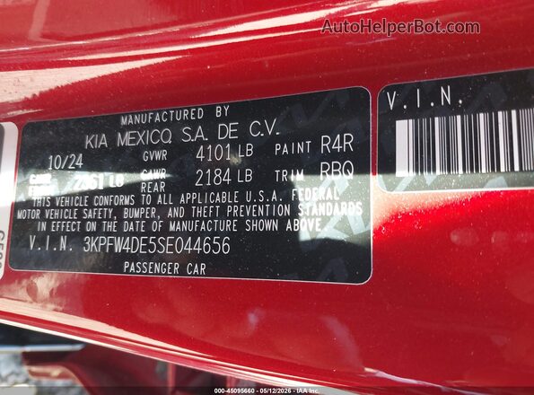 3KPFW4DE5SE044656 2025 KIA K4 Red 