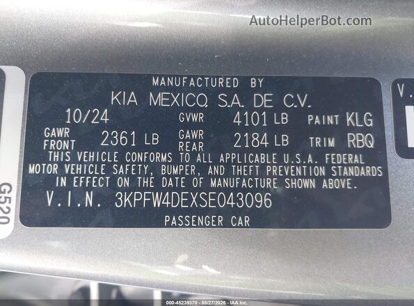 3KPFW4DEXSE043096 2025 KIA K4 Gray Շարժիչի բաժամունքի տեսք