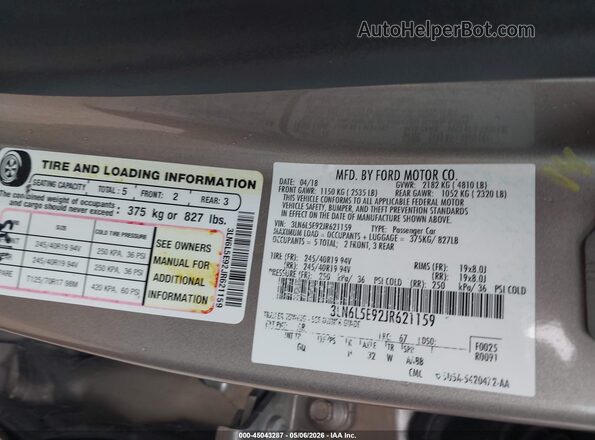 3LN6L5E92JR621159 2018 LINCOLN MKZ Silver Widok komory silnika