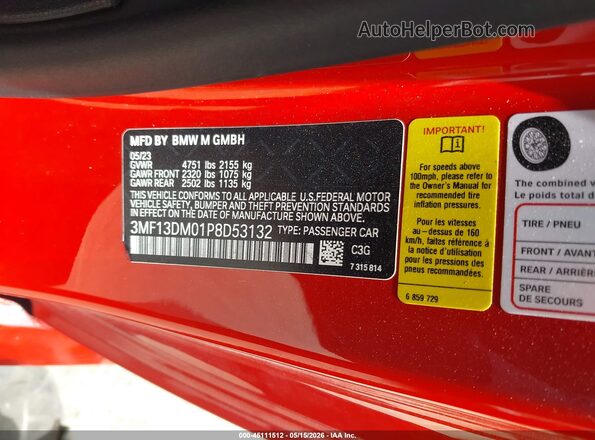 3MF13DM01P8D53132 2023 BMW M2 Orange Engine compartment view