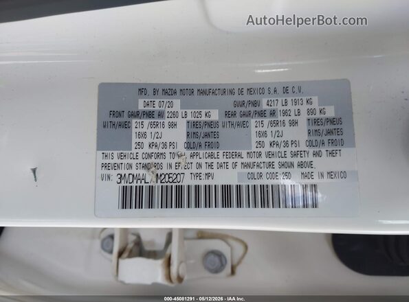 3MVDMAAL7MM205207 2021 MAZDA CX-30 White ძრავის განყოფილების ხედი