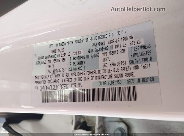 3MVDMACL2LM139337 2020 MAZDA CX-30 White Engine compartment view